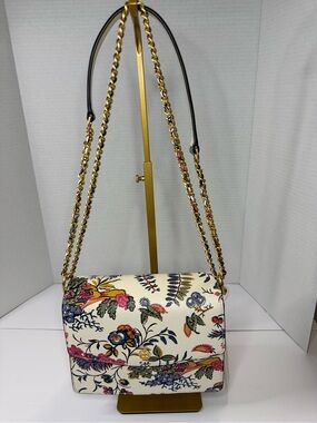 Tory Burch Floral Parker Convertible Chain Shoulder/Crossbody Leather Bag NWT